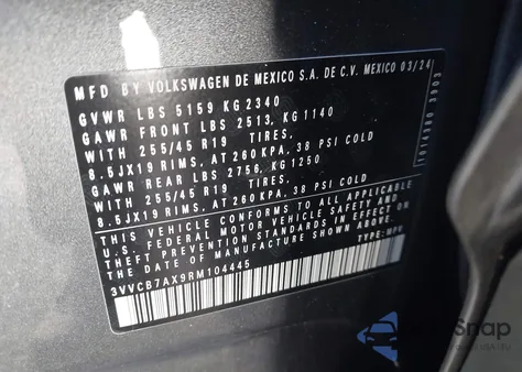 2024 Volkswagen Tiguan 2.0T Se R-Line Black z USA, uszkodzony, nr VIN 3VVCB7AX9RM104445